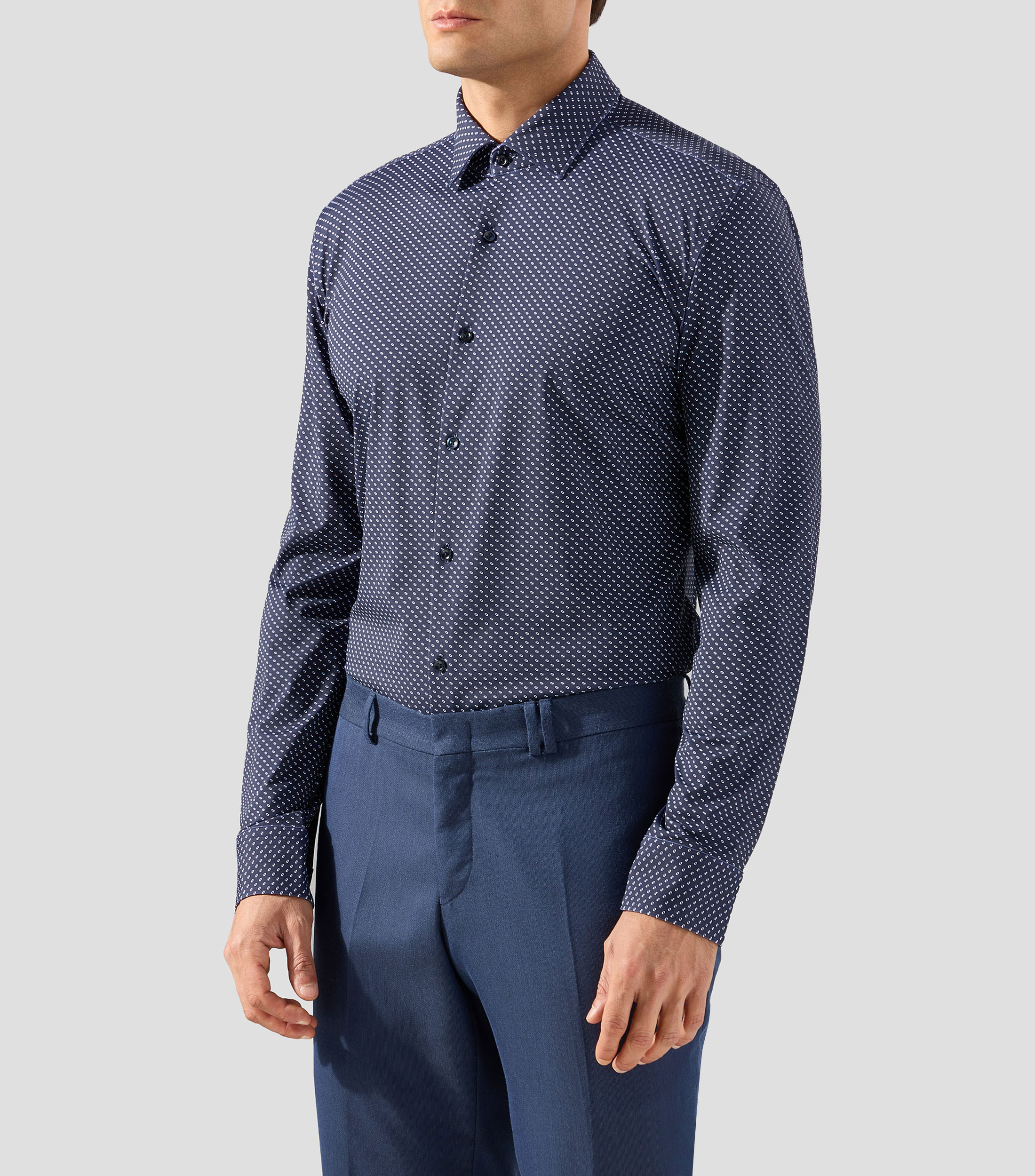 Camisa slim fit en punto técnico elástico estampado Hombre
